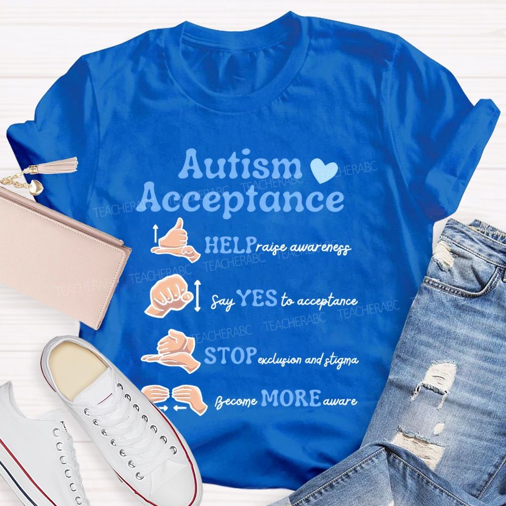 Autism Acceptance Sign Language Teacher T-shirt