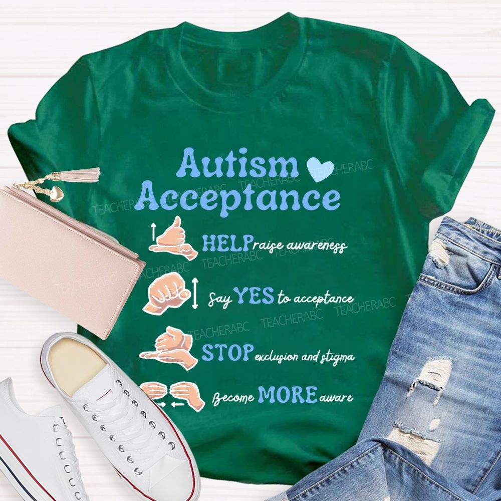 Autism Acceptance Sign Language Teacher T-shirt
