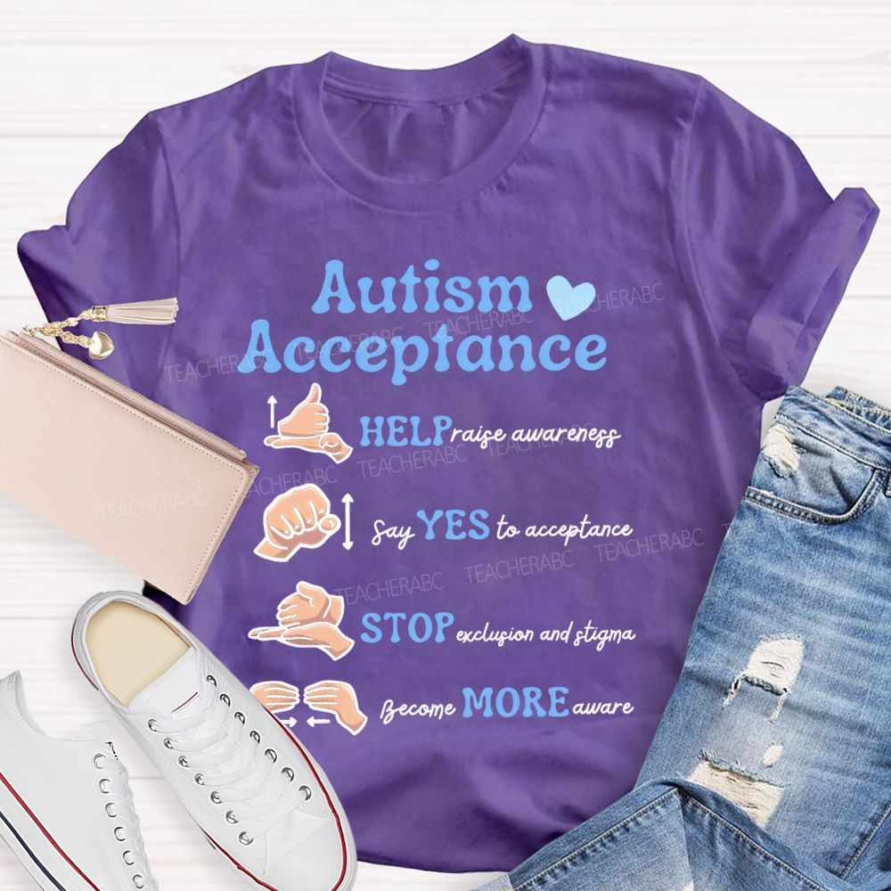 Autism Acceptance Sign Language Teacher T-shirt