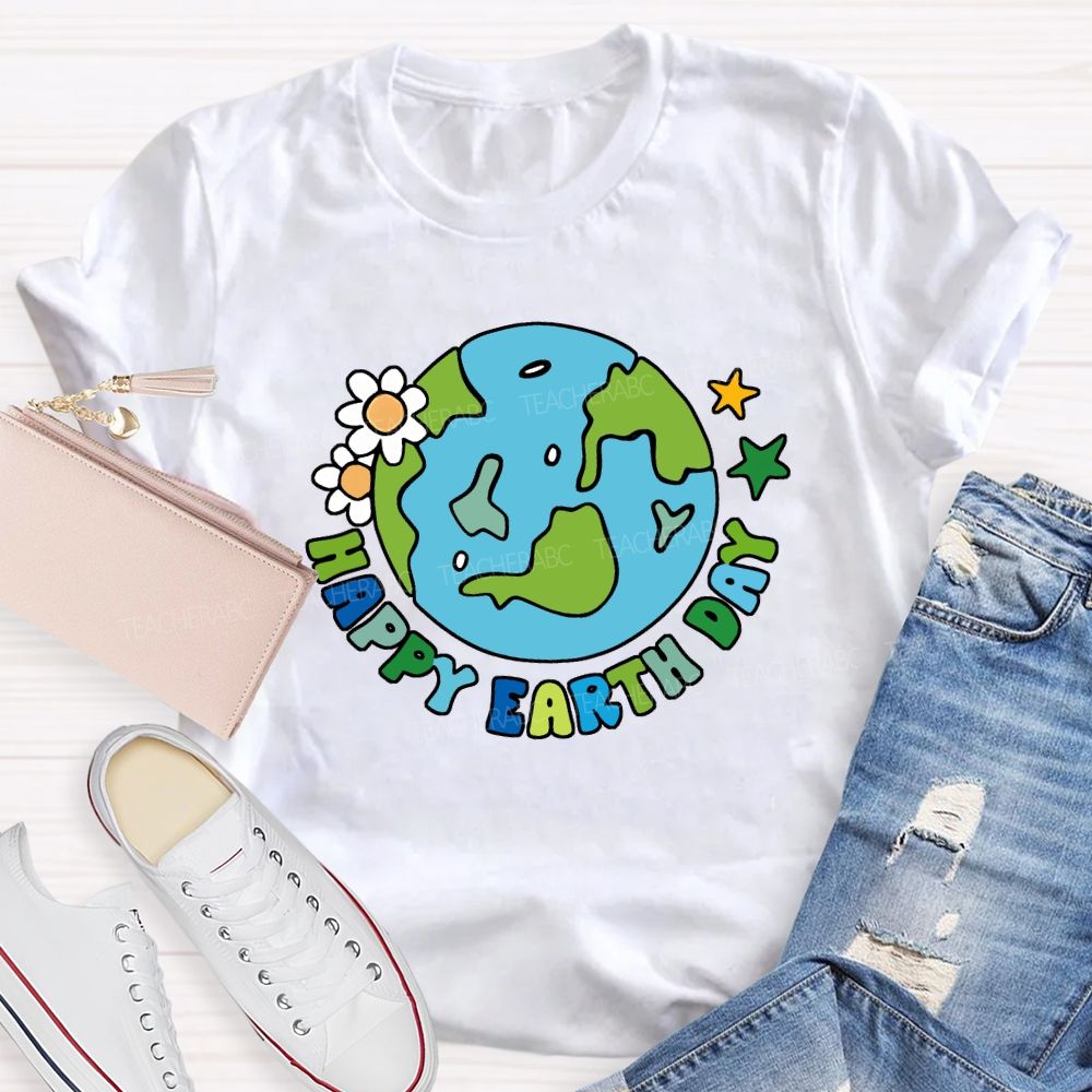 Happy Earth Day Protect The Environment Teacher T-shirt