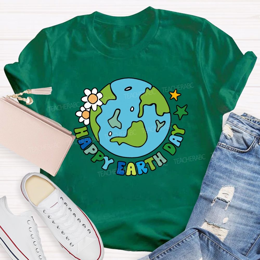 Happy Earth Day Protect The Environment Teacher T-shirt