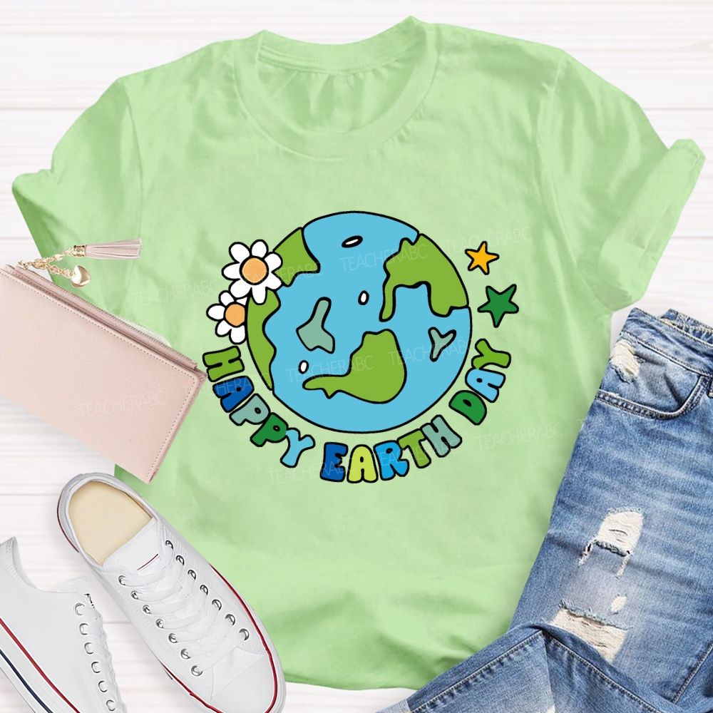 Happy Earth Day Protect The Environment Teacher T-shirt