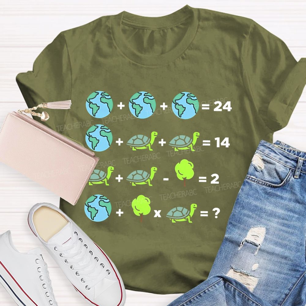 Earth Day Sea Turtle Graphic Teacher T-shirt