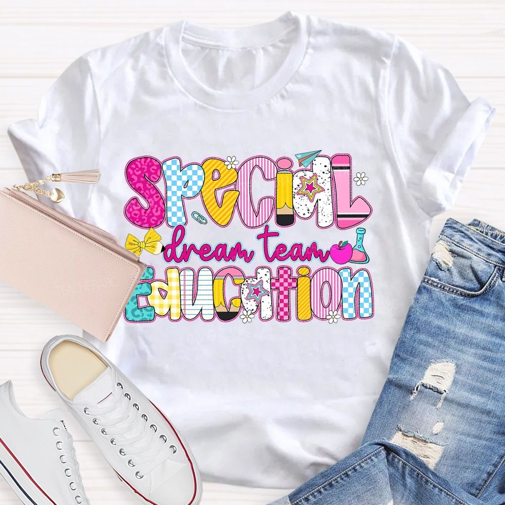 Special Dream Team Education Bow Pencil Teacher T-shirt