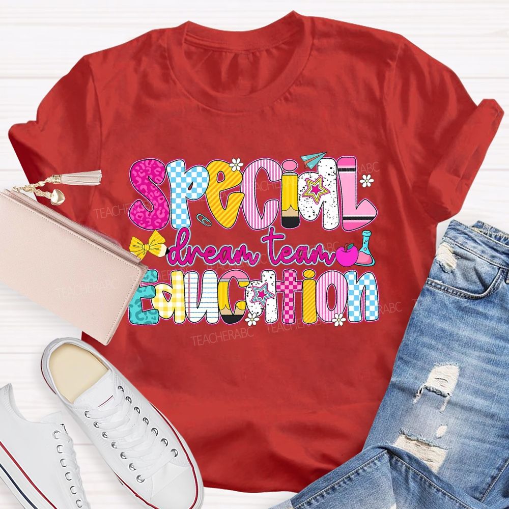 Special Dream Team Education Bow Pencil Teacher T-shirt