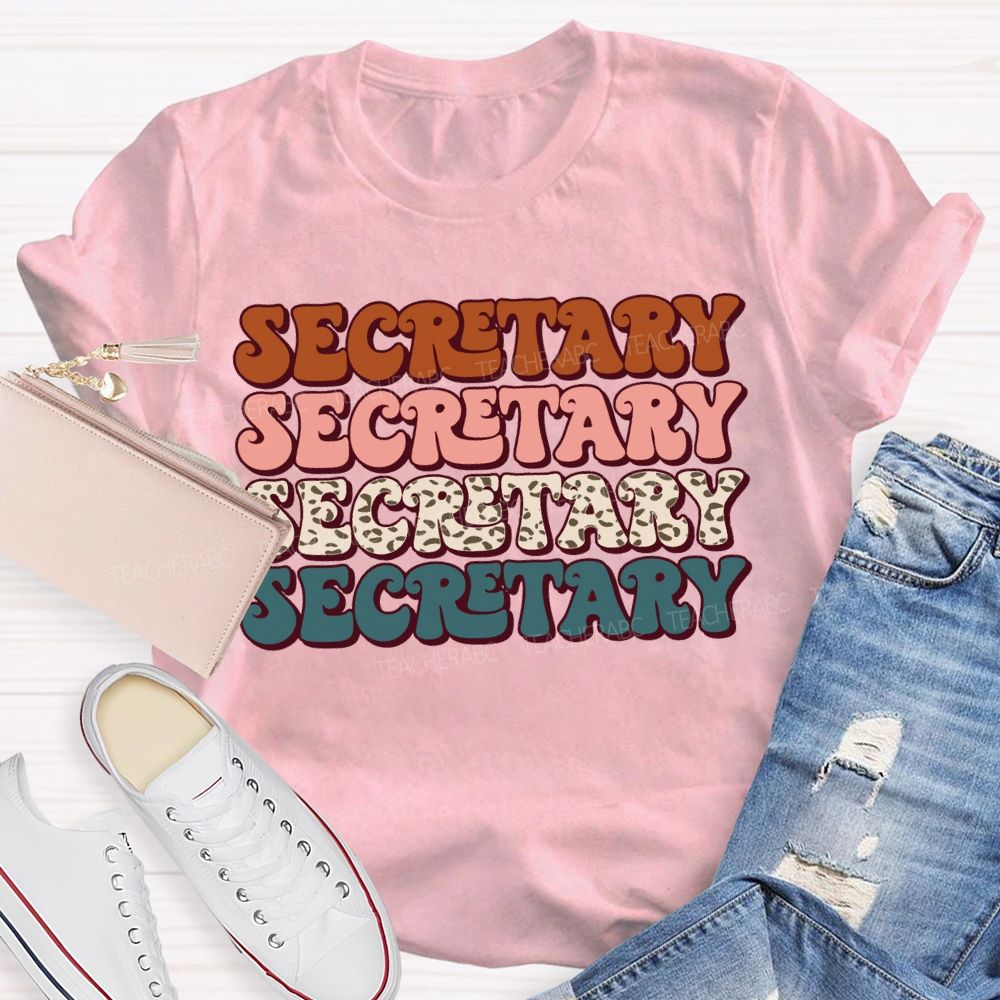 School Secretary Colored Fonts Teacher T-shirt