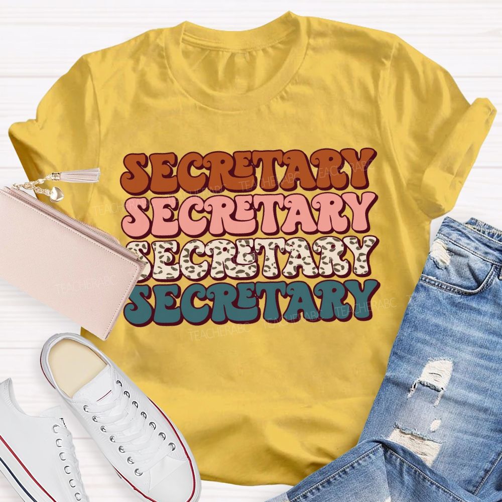 School Secretary Colored Fonts Teacher T-shirt