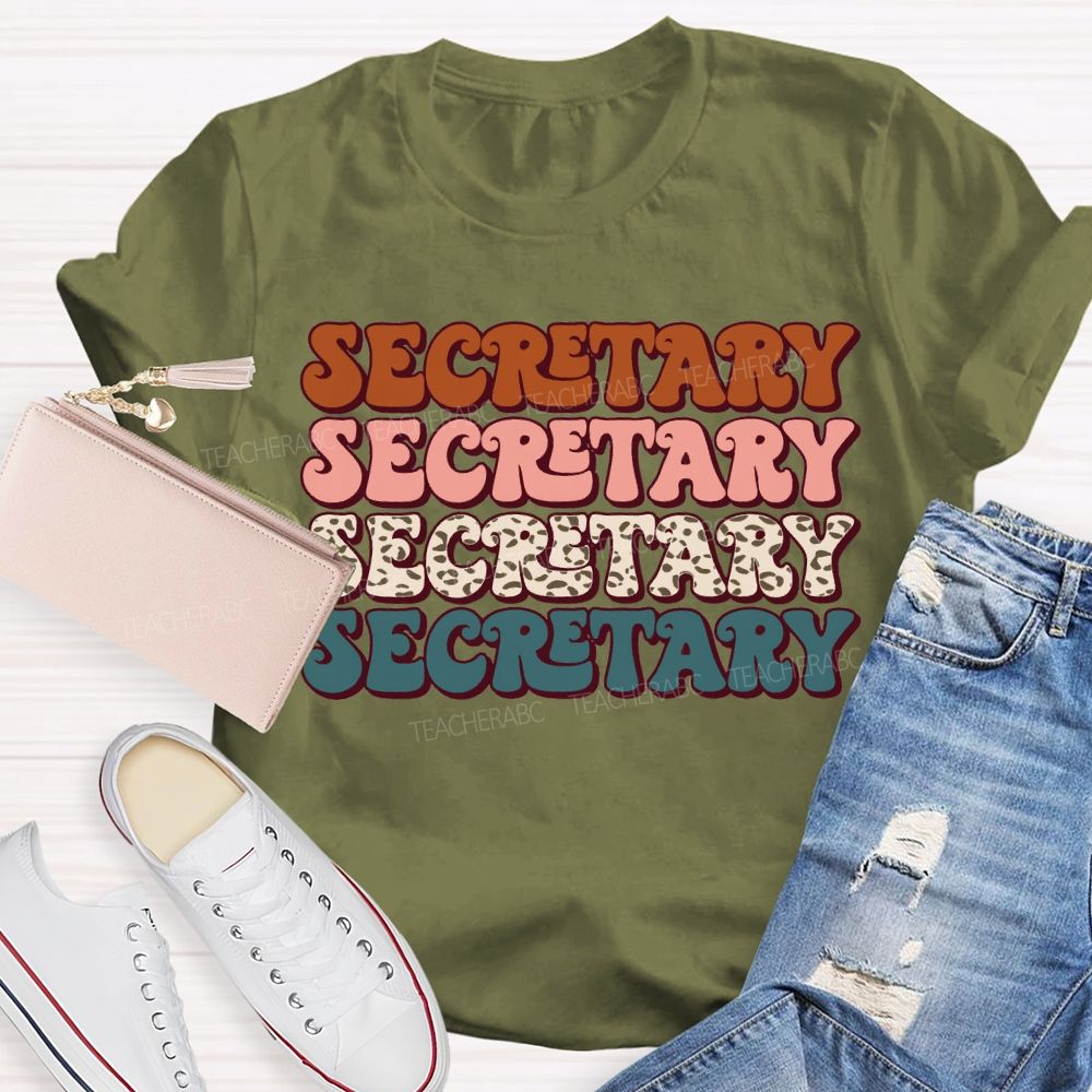 School Secretary Colored Fonts Teacher T-shirt