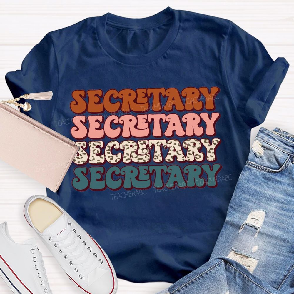 School Secretary Colored Fonts Teacher T-shirt