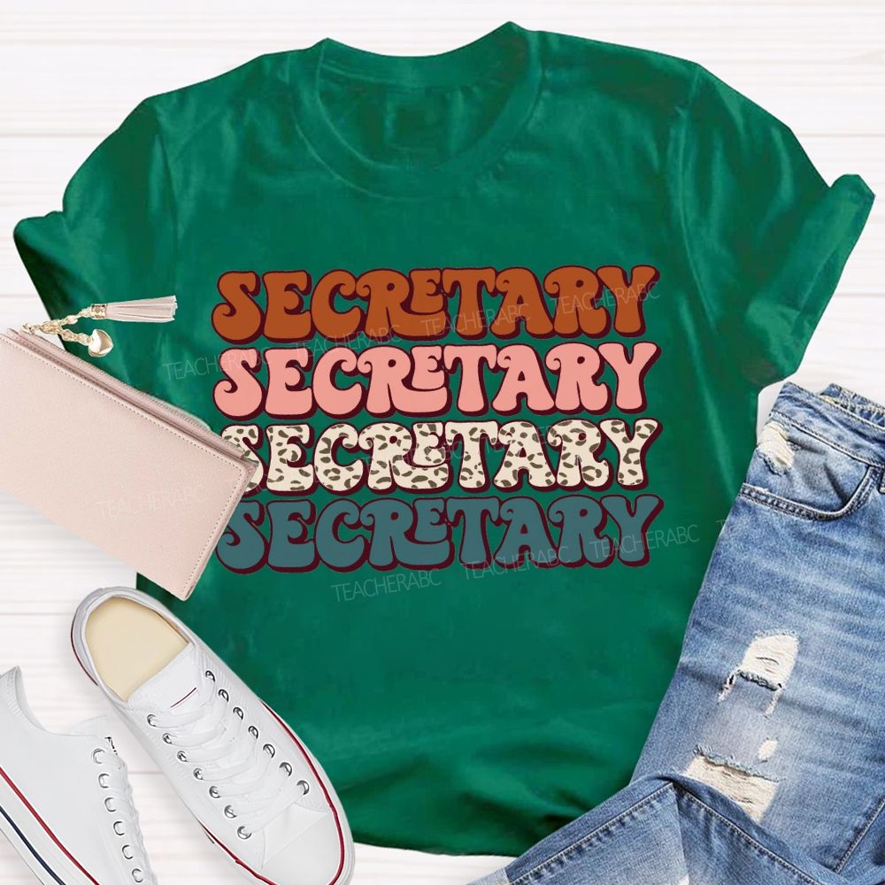 School Secretary Colored Fonts Teacher T-shirt