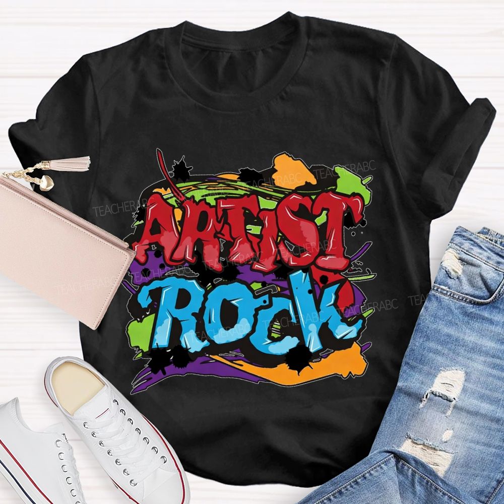 Artist Rock Colorful Tie-Dye Prints Art Teacher T-shirt