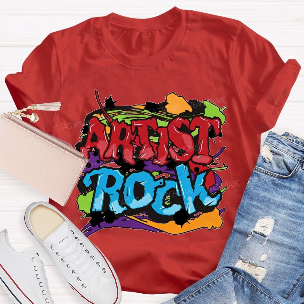 Artist Rock Colorful Tie-Dye Prints Art Teacher T-shirt