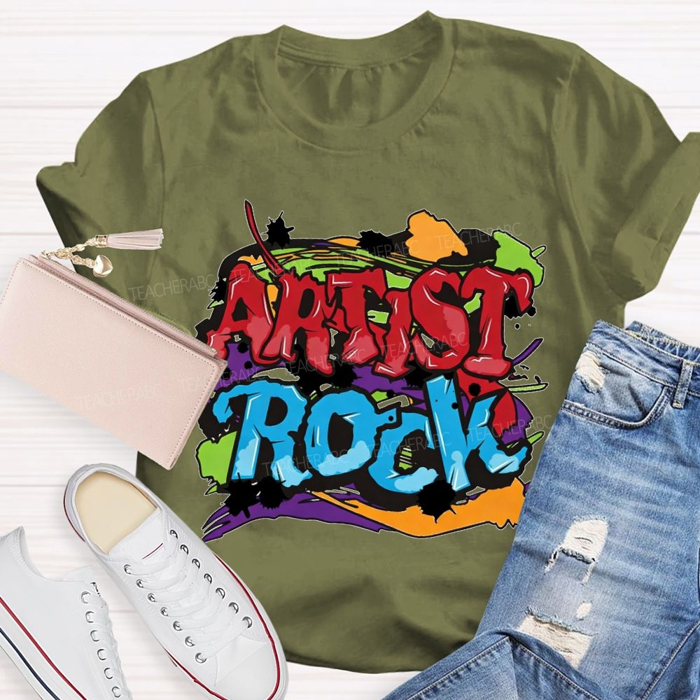 Artist Rock Colorful Tie-Dye Prints Art Teacher T-shirt