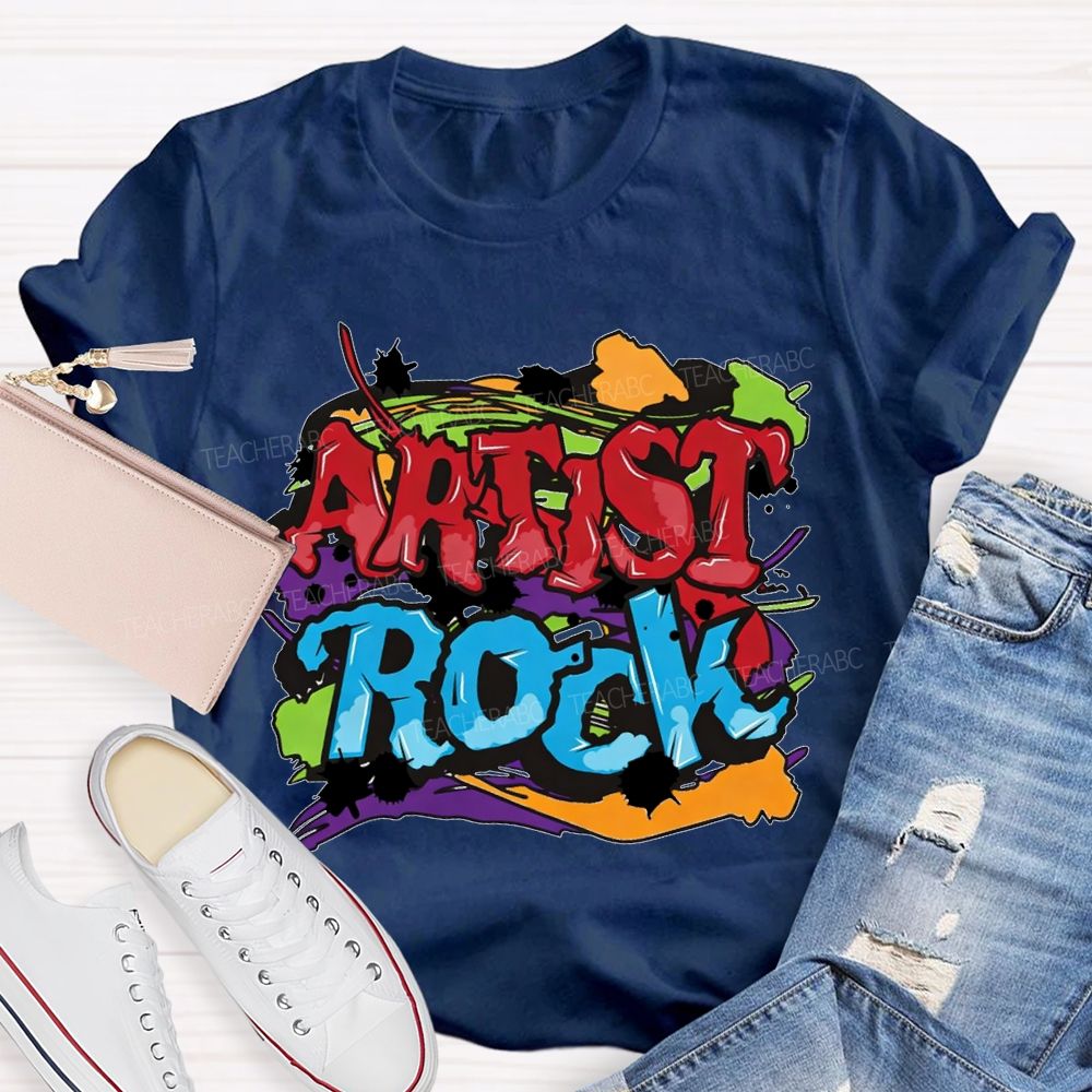 Artist Rock Colorful Tie-Dye Prints Art Teacher T-shirt