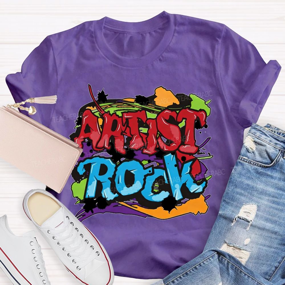 Artist Rock Colorful Tie-Dye Prints Art Teacher T-shirt