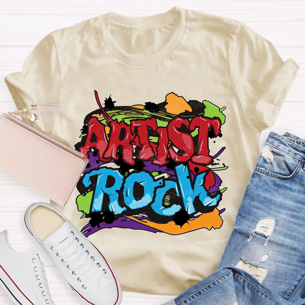 Artist Rock Colorful Tie-Dye Prints Art Teacher T-shirt