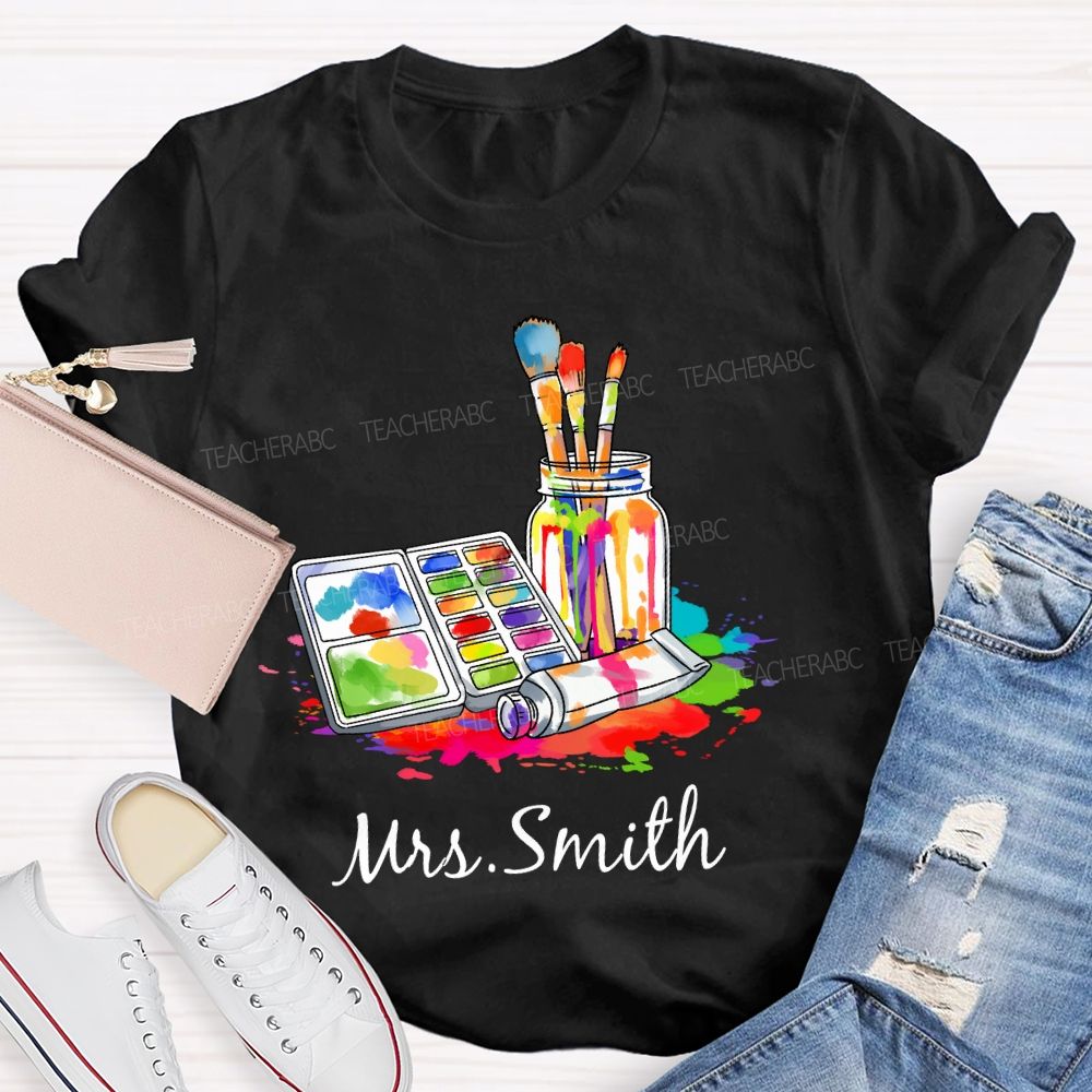 Personalized Art Teacher Name Palette Teacher T-shirt