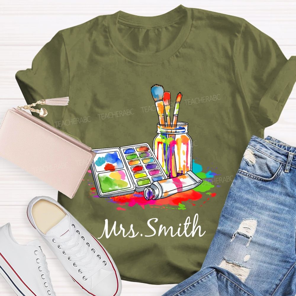 Personalized Art Teacher Name Palette Teacher T-shirt