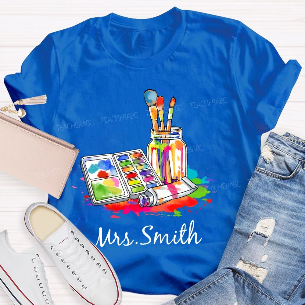 Personalized Art Teacher Name Palette Teacher T-shirt