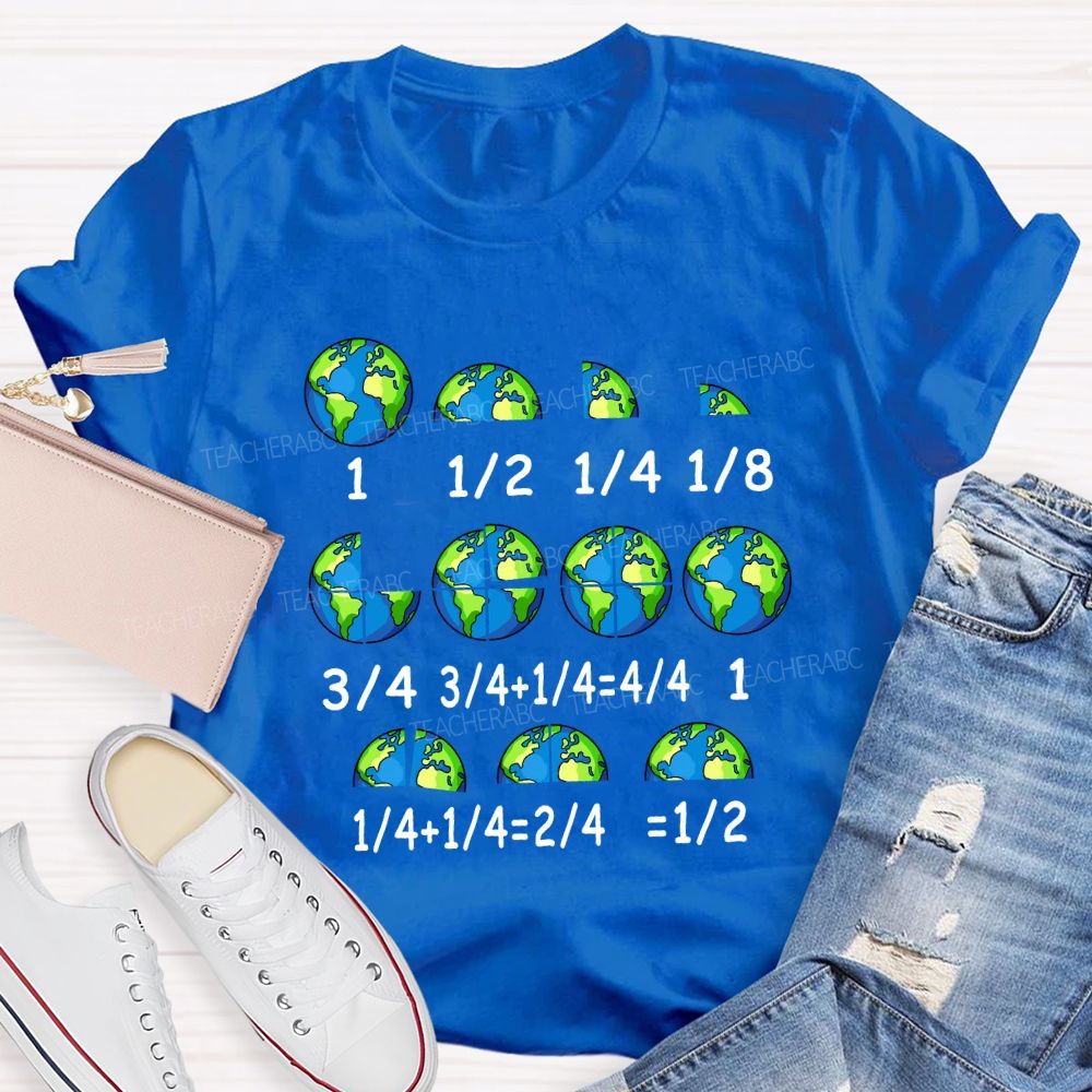 Earth Day Math Fractions Teacher T-shirt