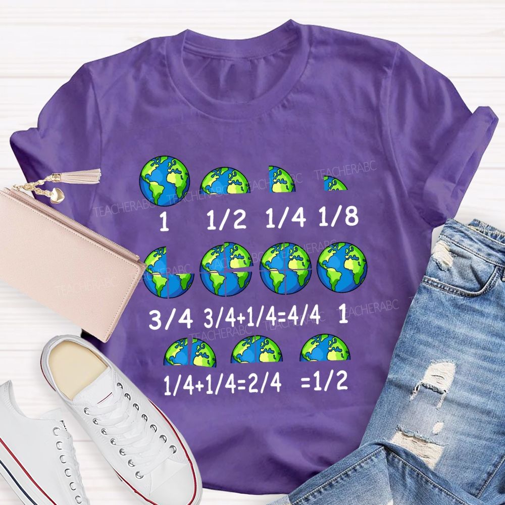 Earth Day Math Fractions Teacher T-shirt