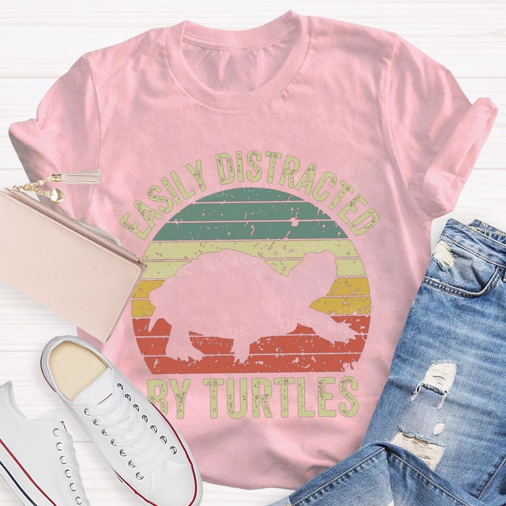 Easily Distracted By Turtles Teacher T-shirt