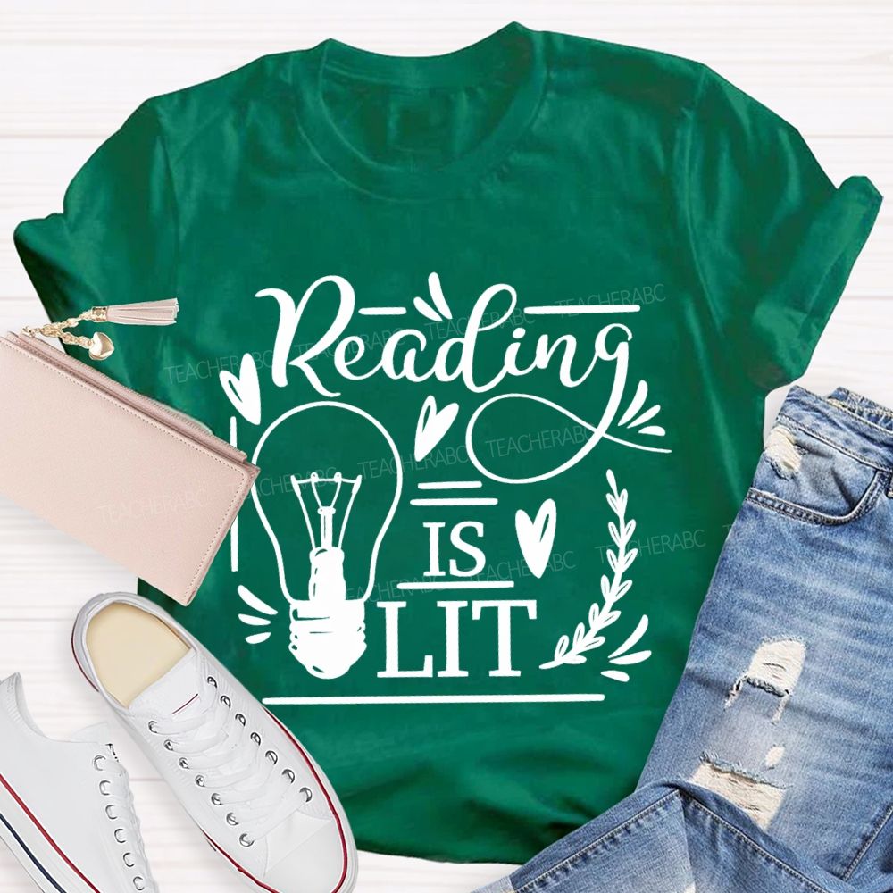 Reading Is Lit Graphics Teacher T-shirt