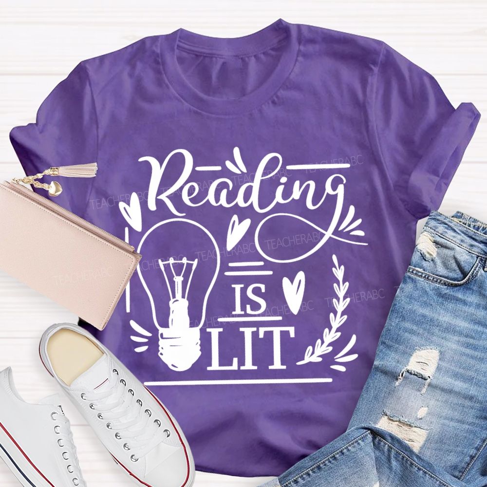 Reading Is Lit Graphics Teacher T-shirt