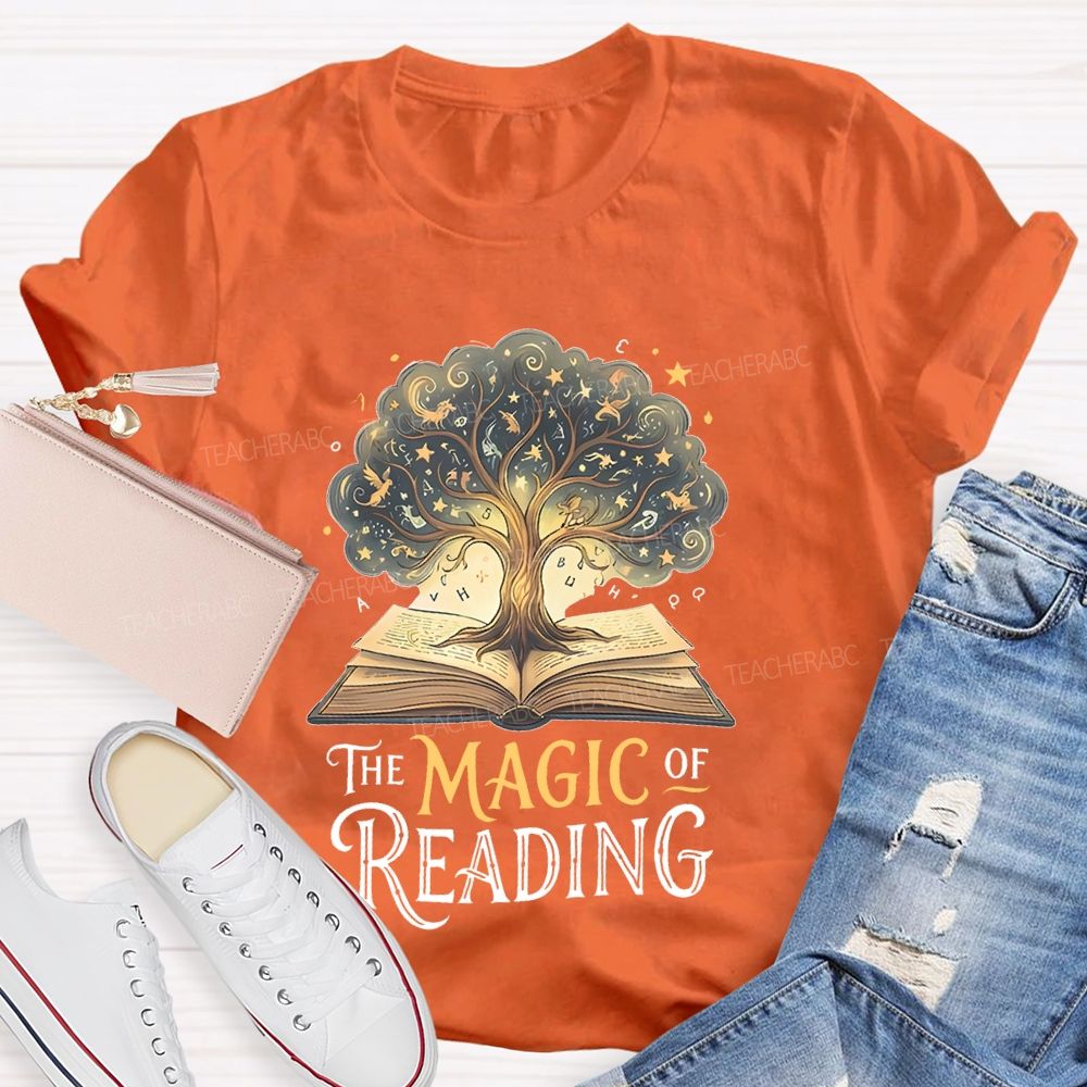 The Magic Of Reading Books Tree Teacher T-shirt