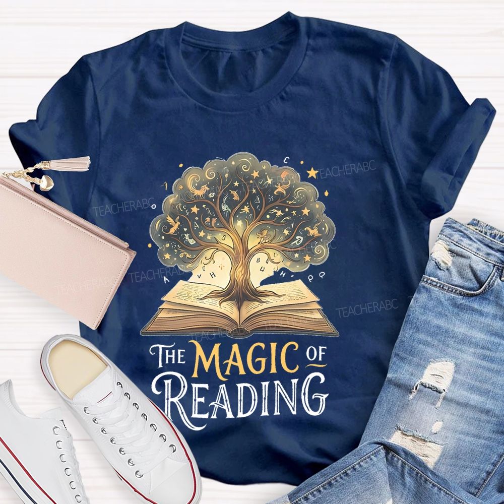 The Magic Of Reading Books Tree Teacher T-shirt