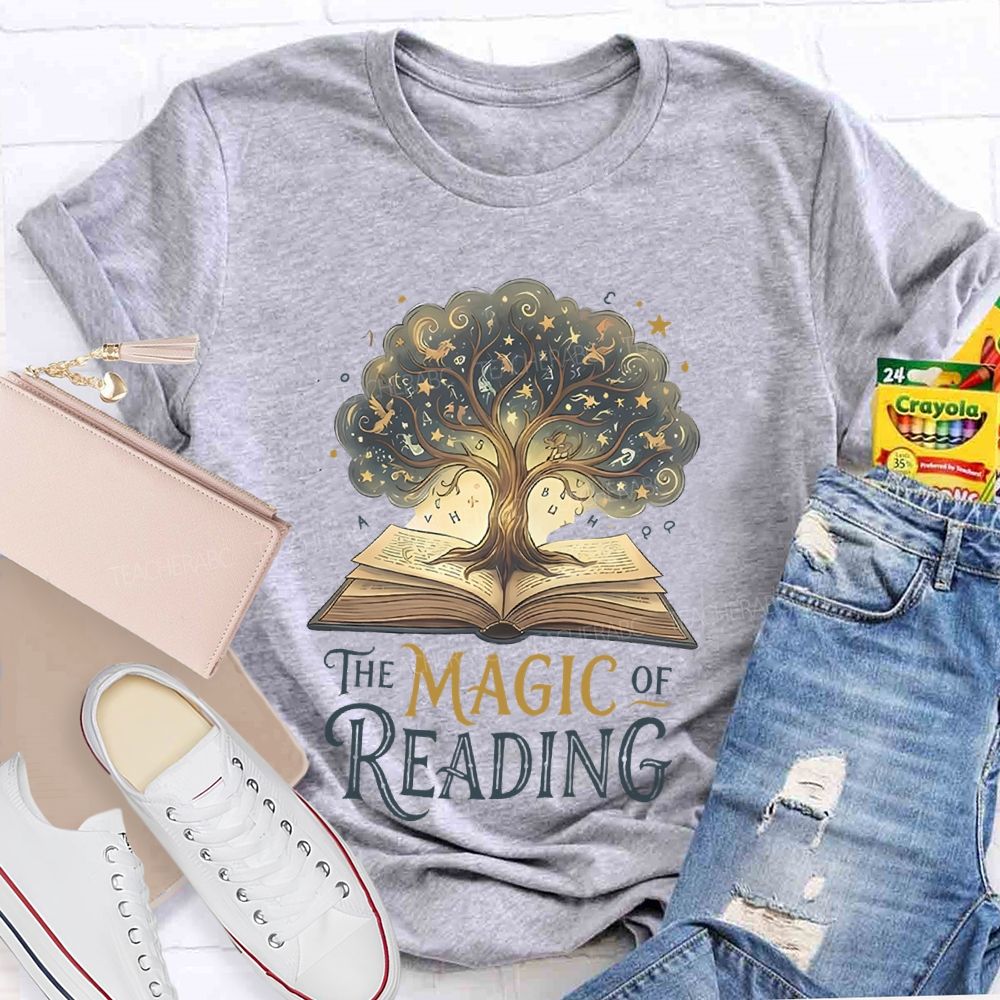 The Magic Of Reading Books Tree Teacher T-shirt