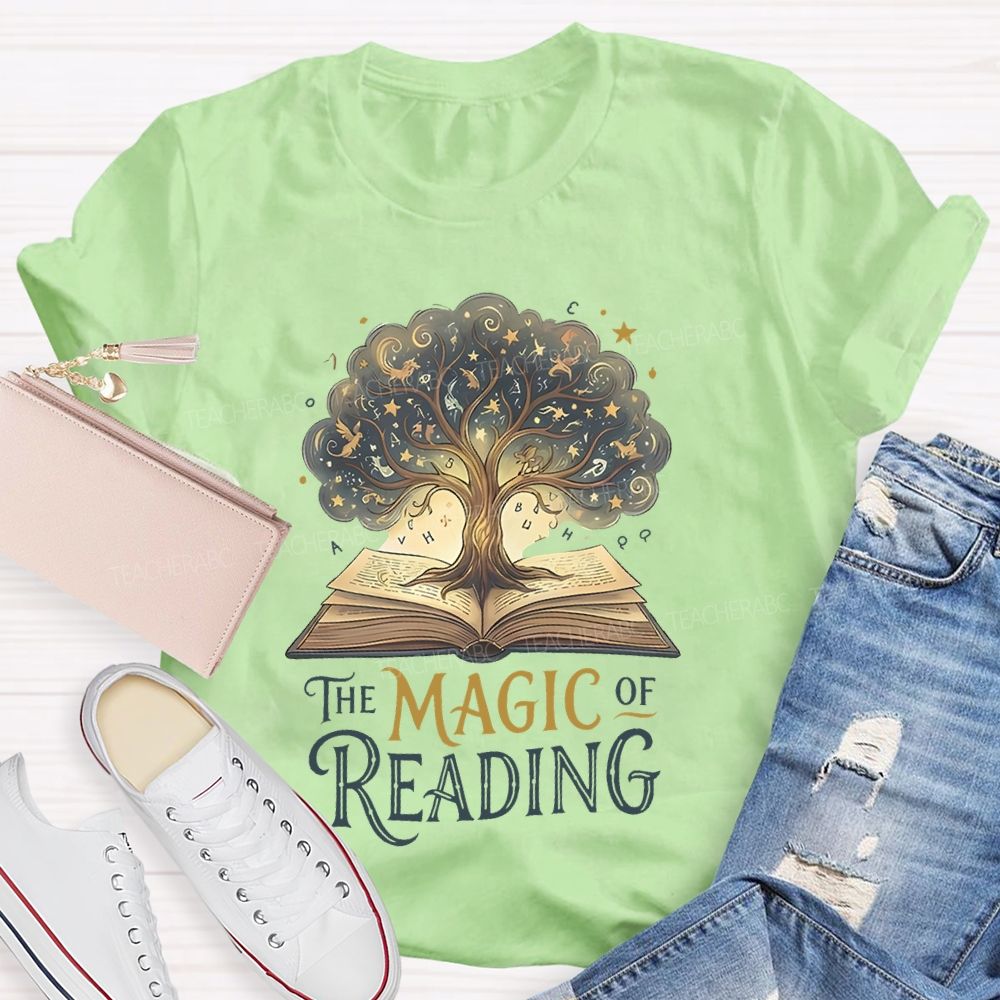 The Magic Of Reading Books Tree Teacher T-shirt