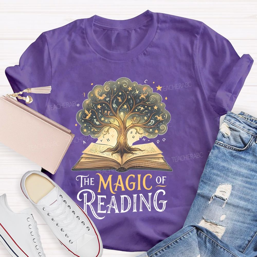 The Magic Of Reading Books Tree Teacher T-shirt