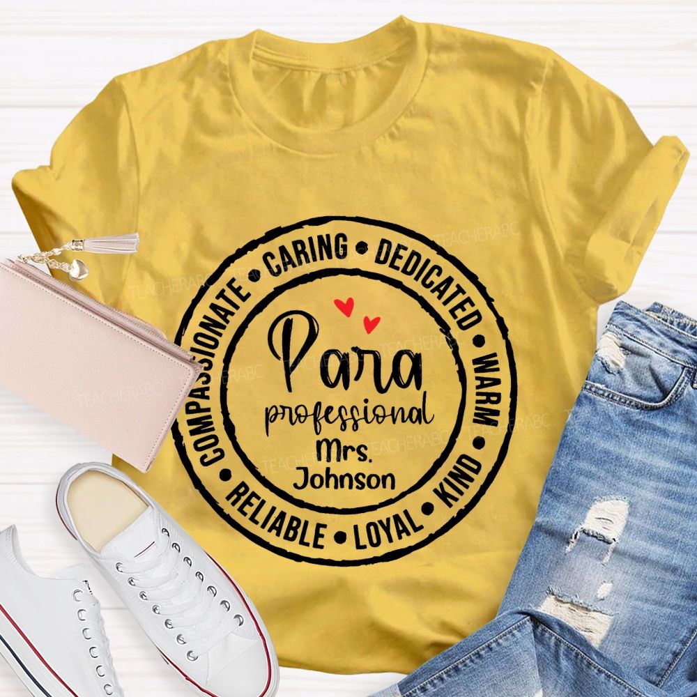 Personalized Name Para Professional Round Letters Teacher T-shirt