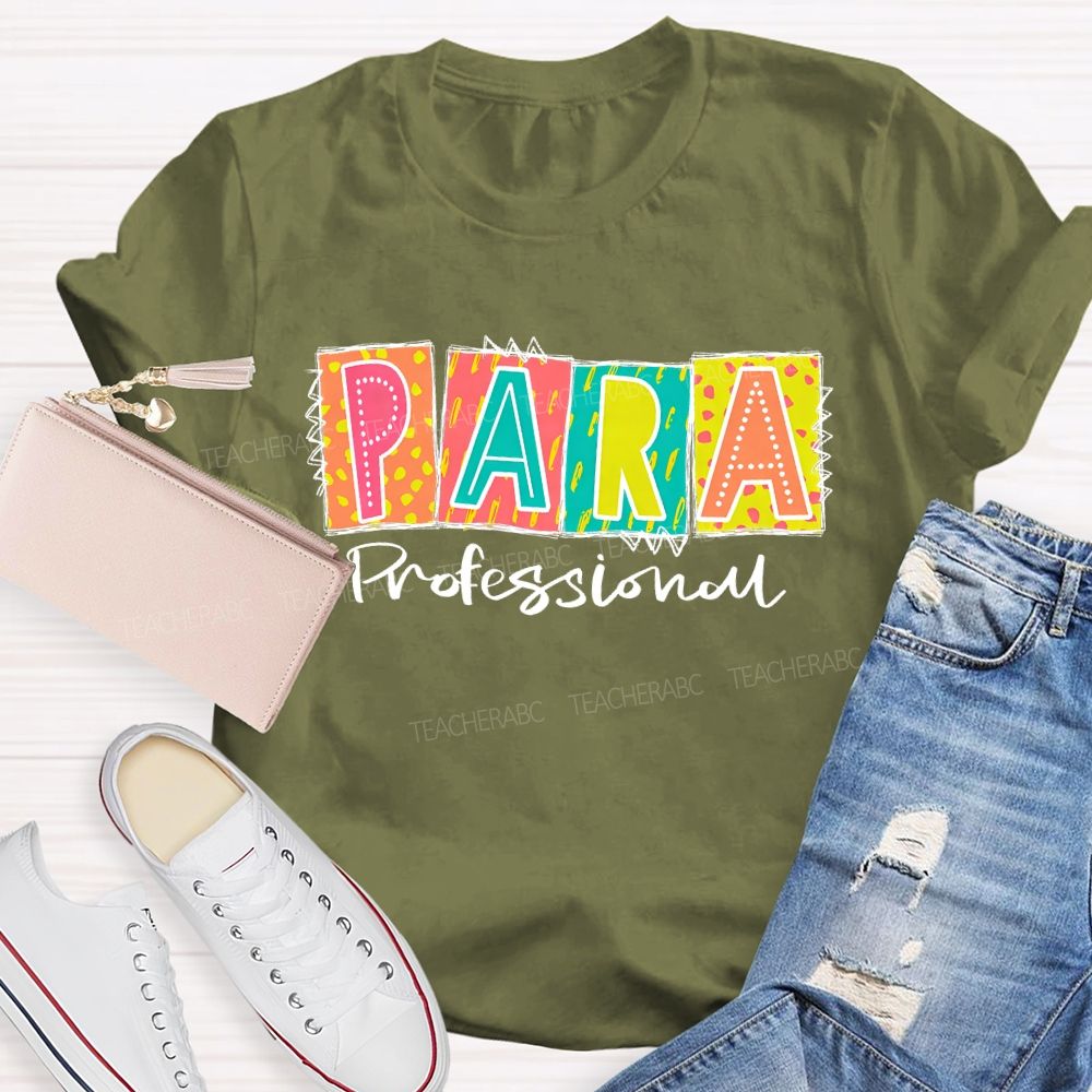 Para Professional Colorful Blocks Teacher T-shirt