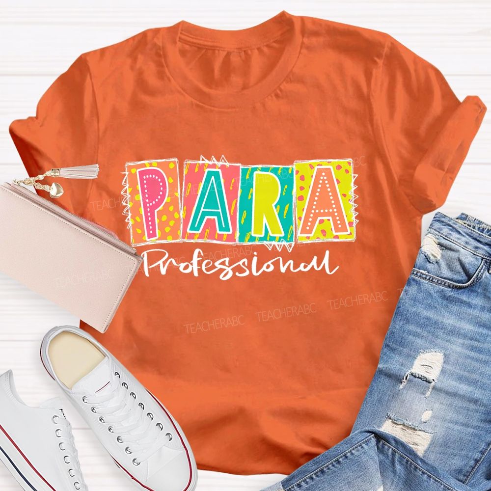Para Professional Colorful Blocks Teacher T-shirt