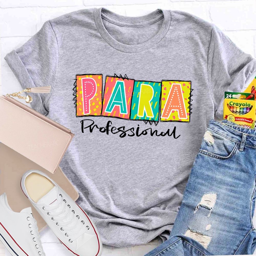 Para Professional Colorful Blocks Teacher T-shirt