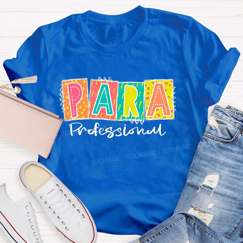 Para Professional Colorful Blocks Teacher T-shirt