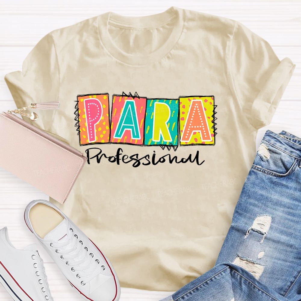 Para Professional Colorful Blocks Teacher T-shirt