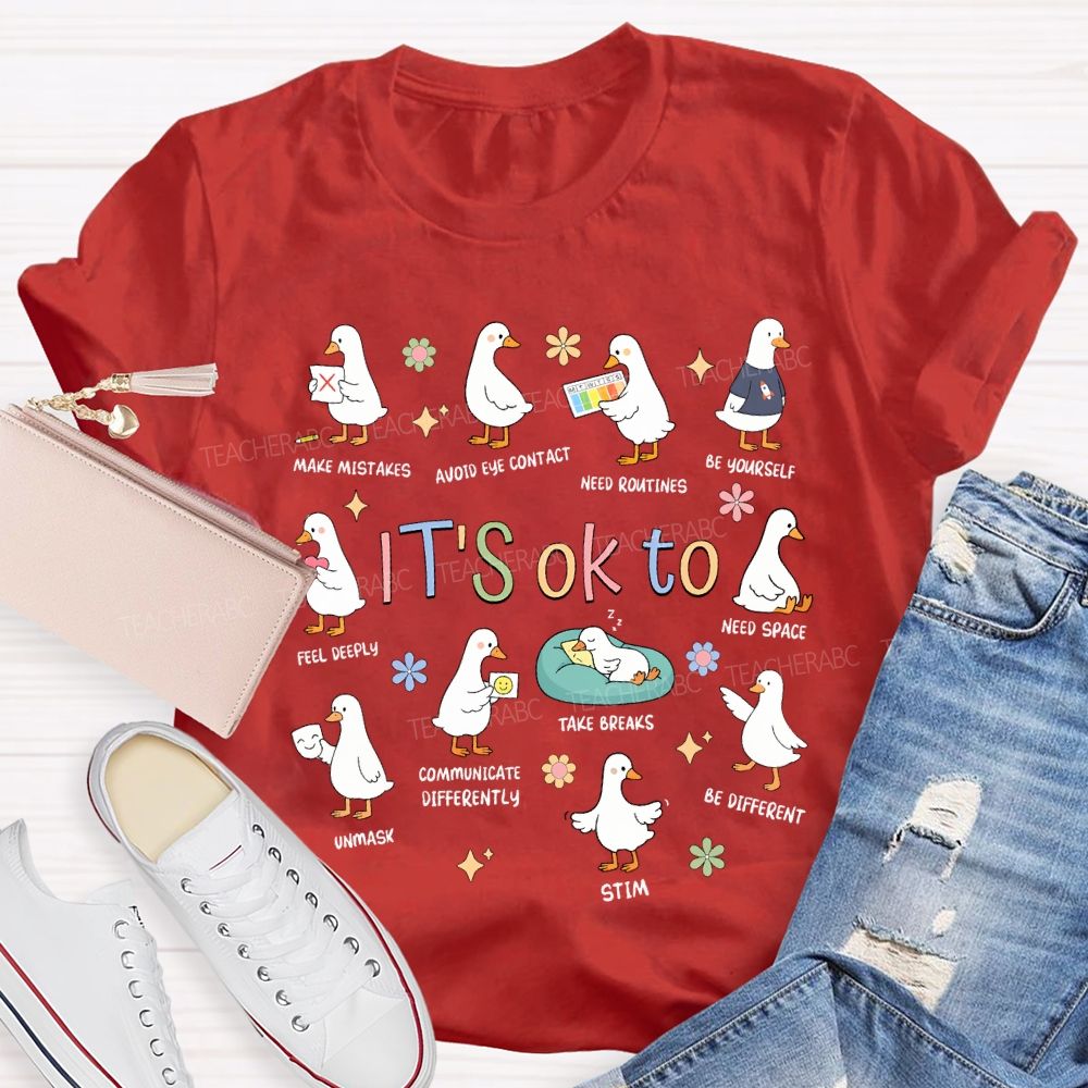 It'S Ok To Make Mistakes Need Routines Be Yourself Teacher T-shirt