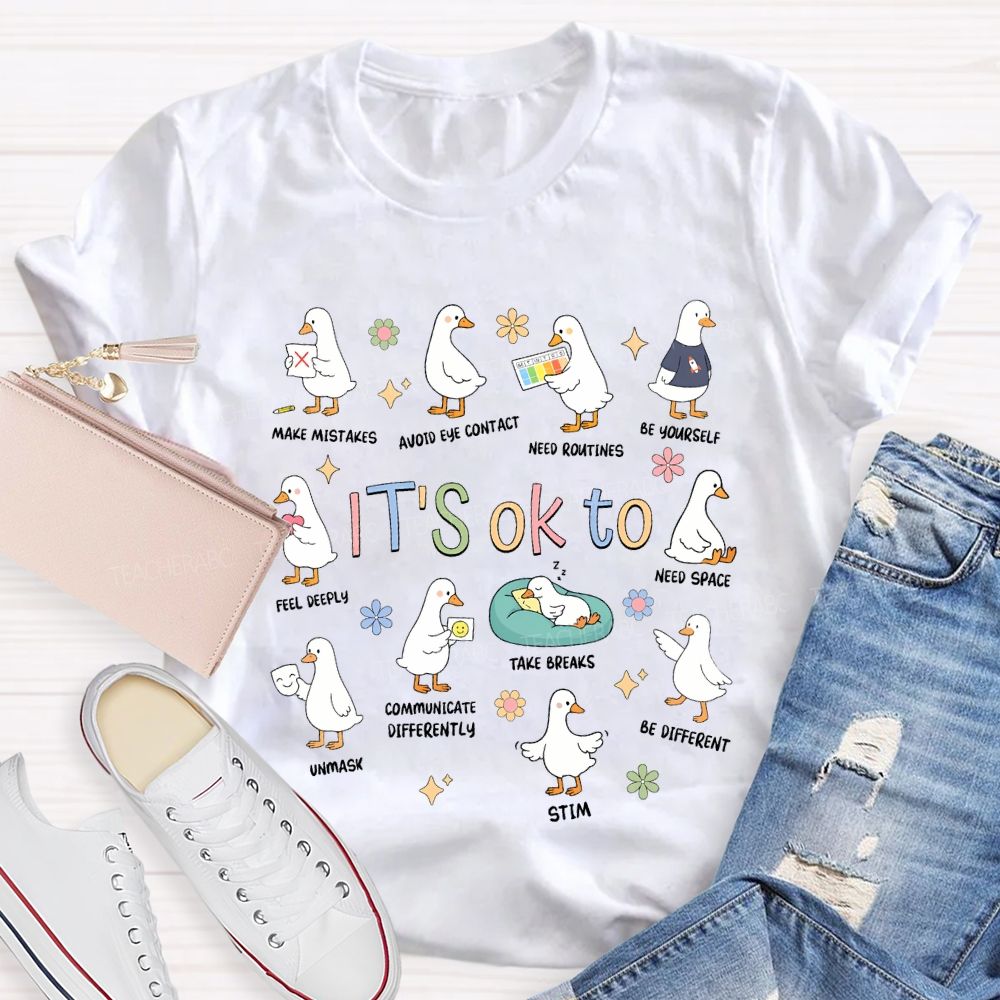 It'S Ok To Make Mistakes Need Routines Be Yourself Teacher T-shirt