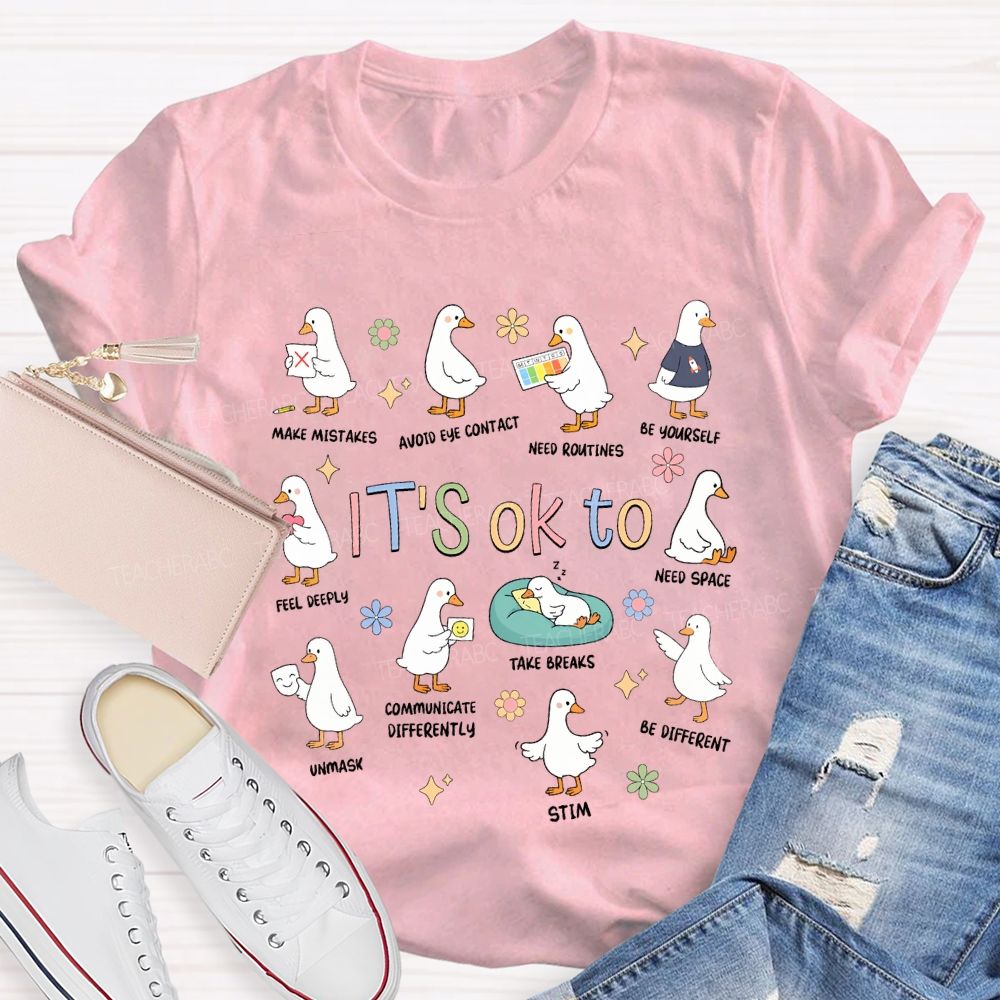 It'S Ok To Make Mistakes Need Routines Be Yourself Teacher T-shirt