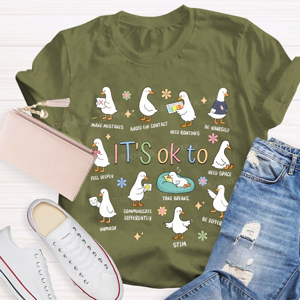 It'S Ok To Make Mistakes Need Routines Be Yourself Teacher T-shirt