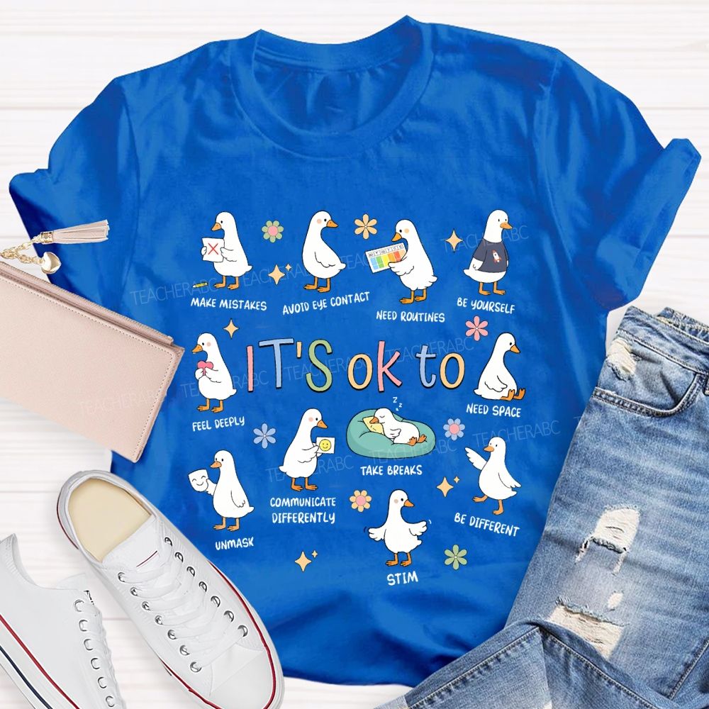 It'S Ok To Make Mistakes Need Routines Be Yourself Teacher T-shirt