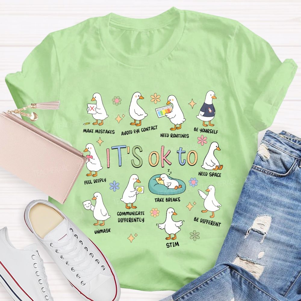 It'S Ok To Make Mistakes Need Routines Be Yourself Teacher T-shirt