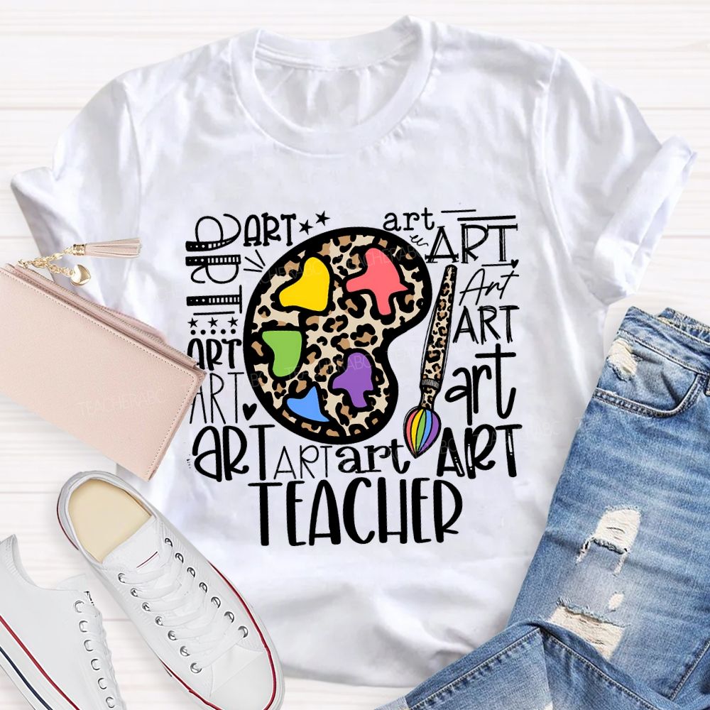 Art And Dyeing Plates Of Various Fonts Teacher T-shirt