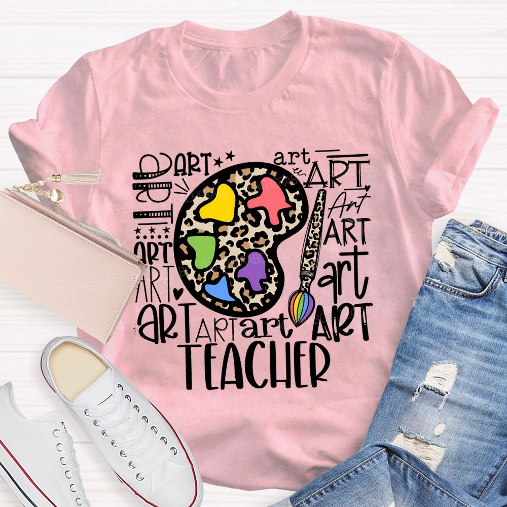 Art And Dyeing Plates Of Various Fonts Teacher T-shirt
