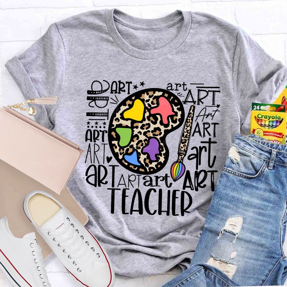 Art And Dyeing Plates Of Various Fonts Teacher T-shirt