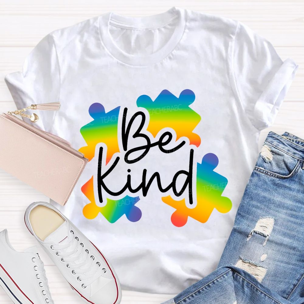 Be Kind Gradient Puzzle Teacher T-shirt