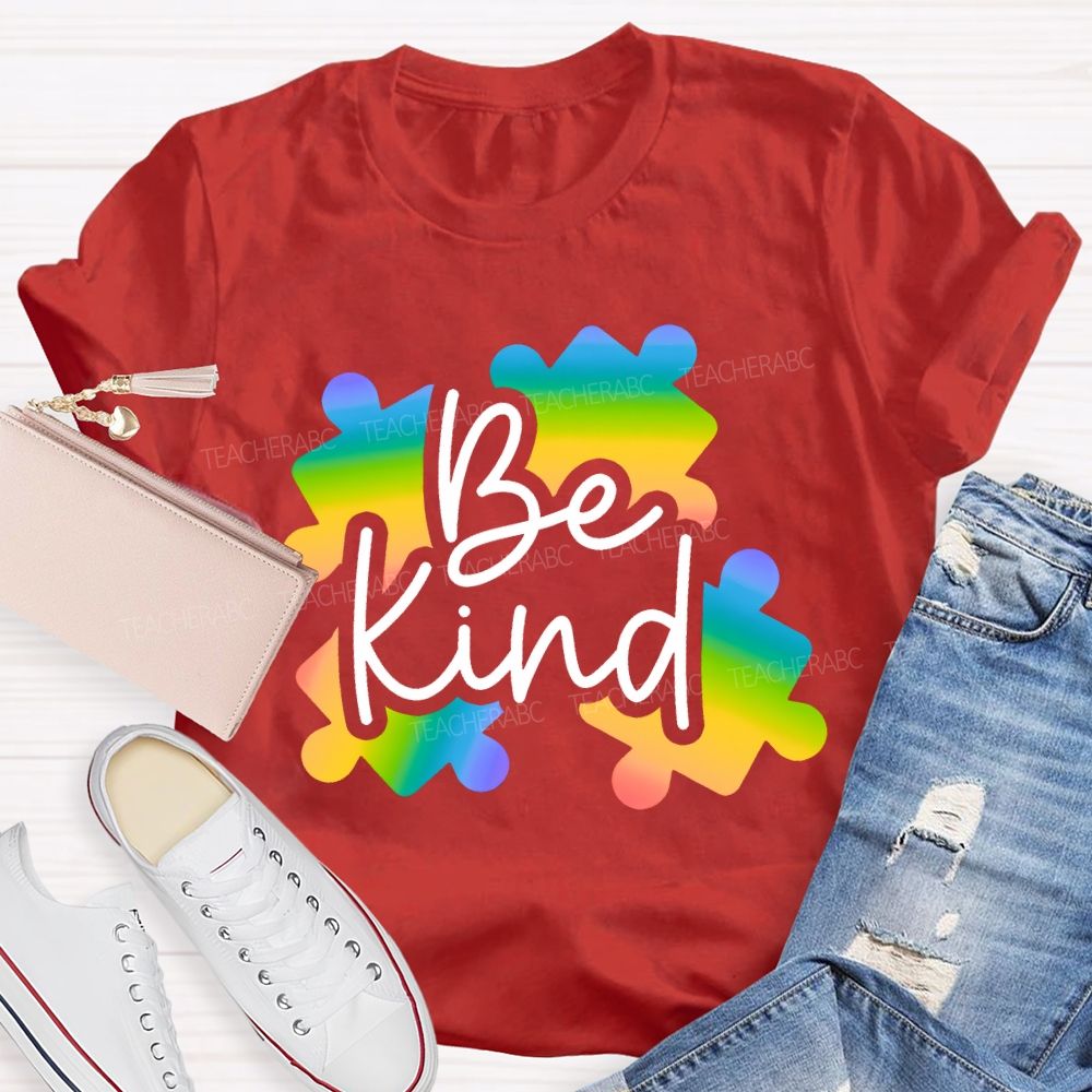 Be Kind Gradient Puzzle Teacher T-shirt